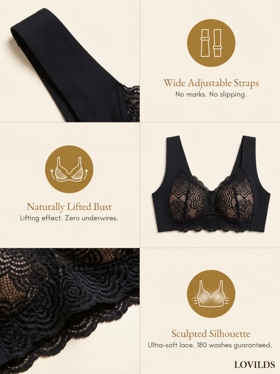 🔥Ends Today: 65% OFF! | LOVILDS Lace Everyday Bra🌈 Natural Support, Ultra-Soft Lace, Absolute Comfort