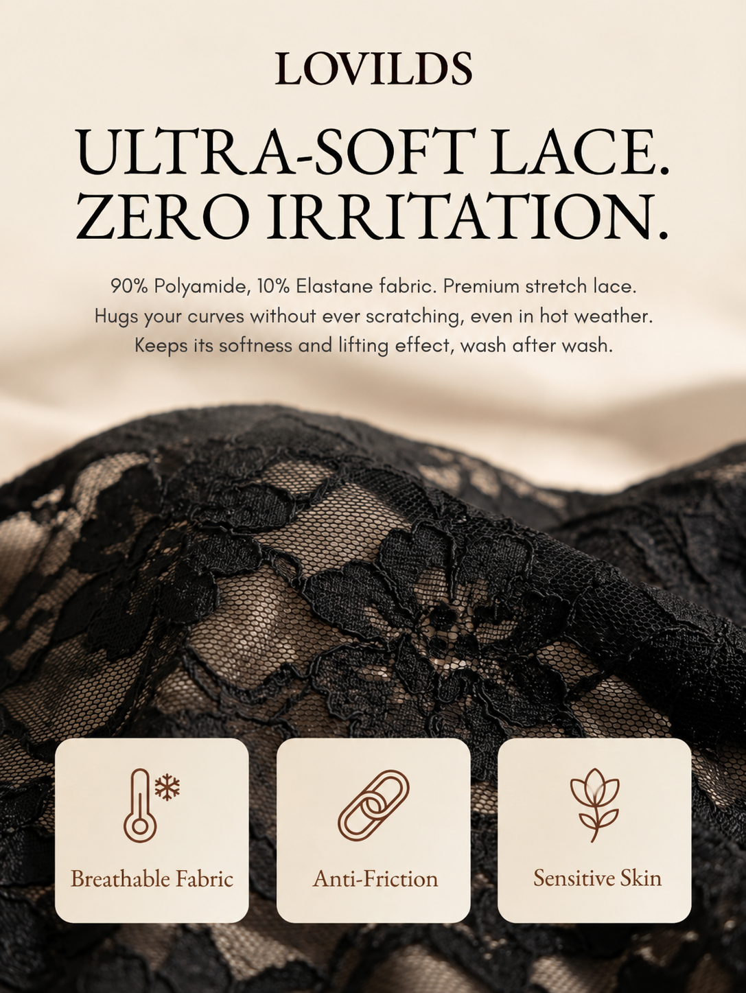 🔥Ends Today: 65% OFF! | LOVILDS Lace Everyday Bra🌈 Natural Support, Ultra-Soft Lace, Absolute Comfort
