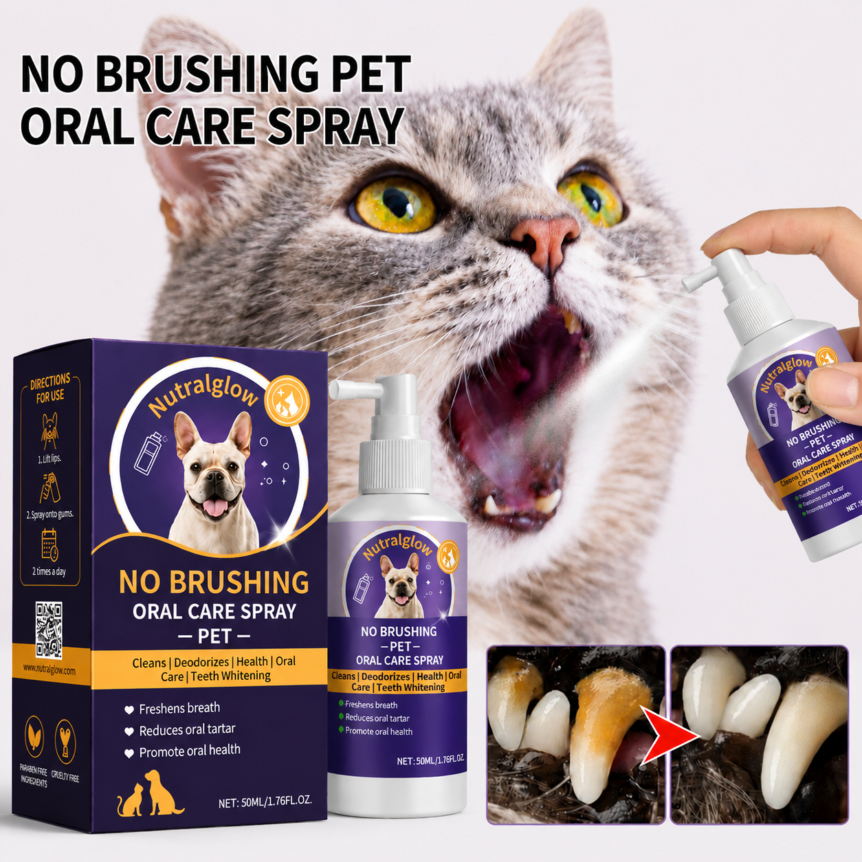 Fresher Dog Breath in Seconds — No Toothbrush Required.